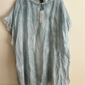 EILEEN FISHER MALTINTO TENCEL LINEN RAW EDGE PONCHO - NWT